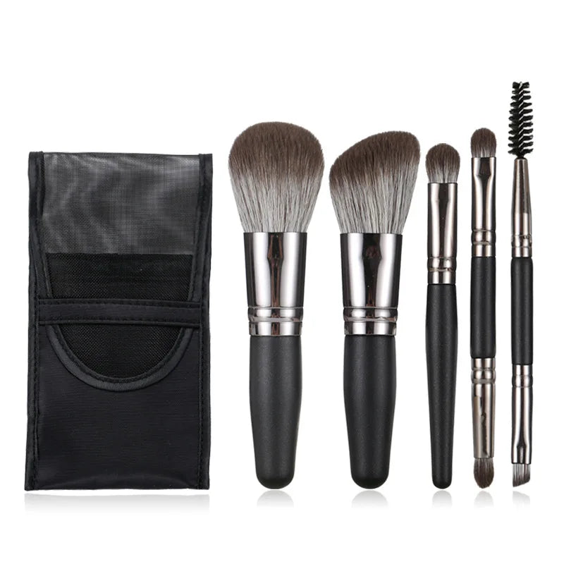 5-Piece Mini Makeup Brush Set – Soft, Portable & Travel-Friendly