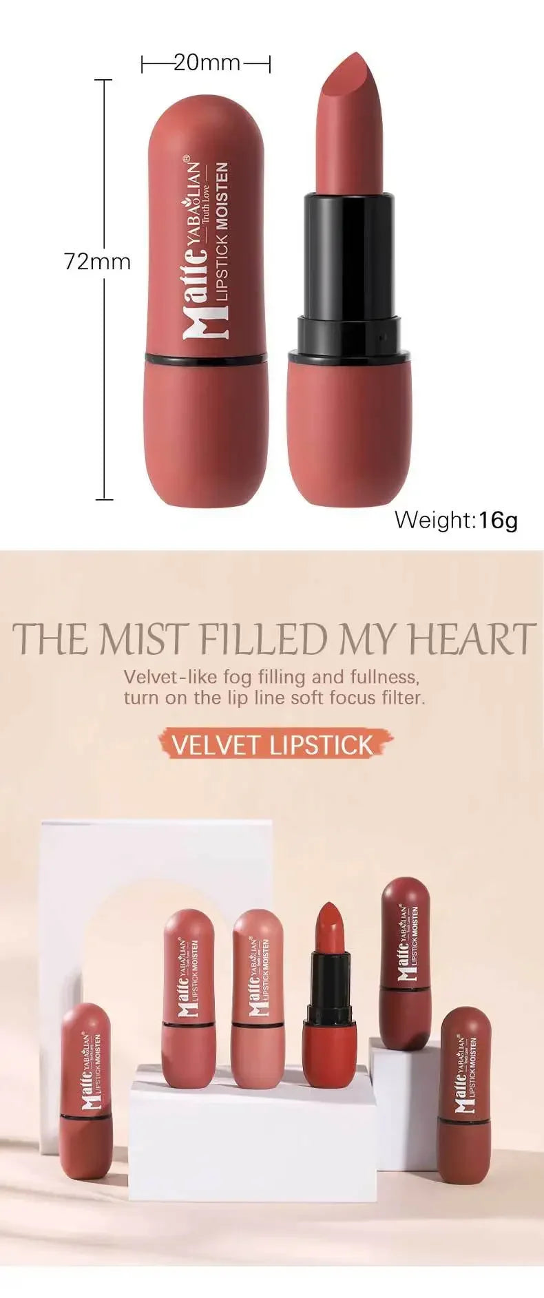 6-Color Matte Lipstick Set – Velvet Finish