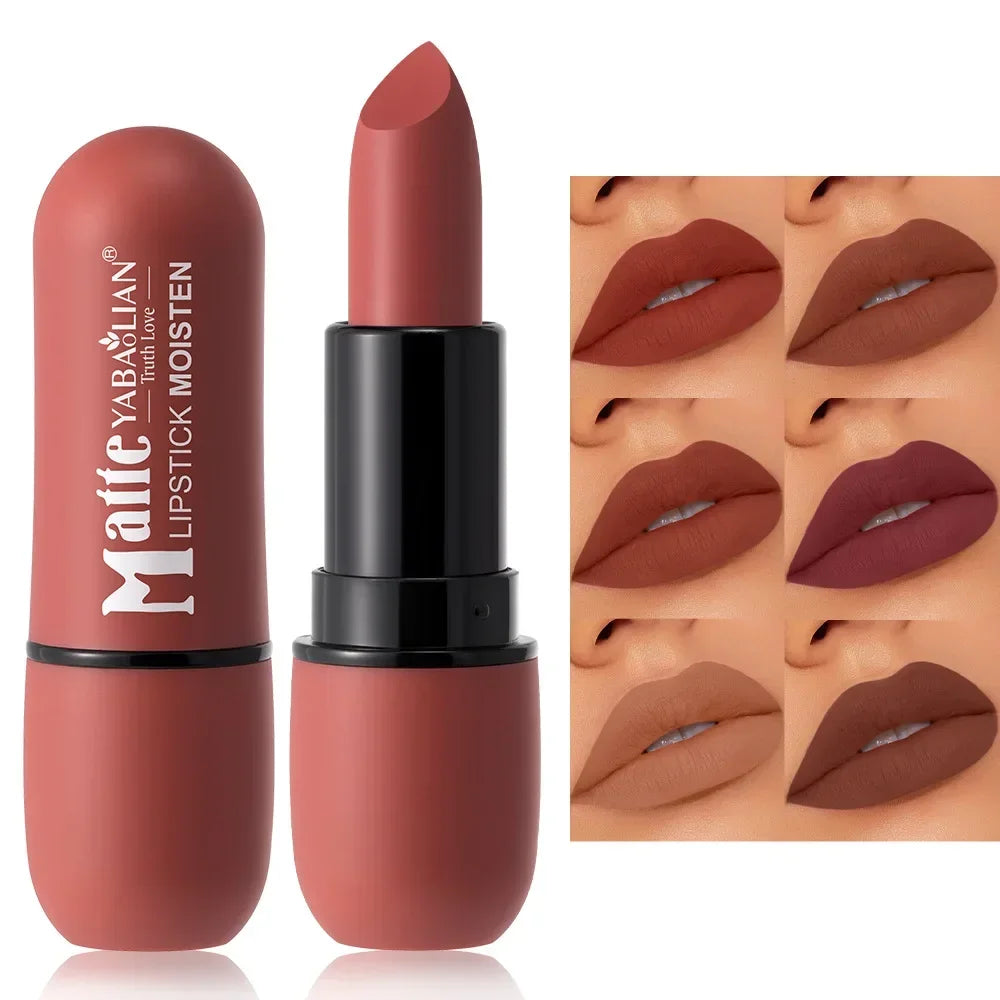 6-Color Matte Lipstick Set – Velvet Finish