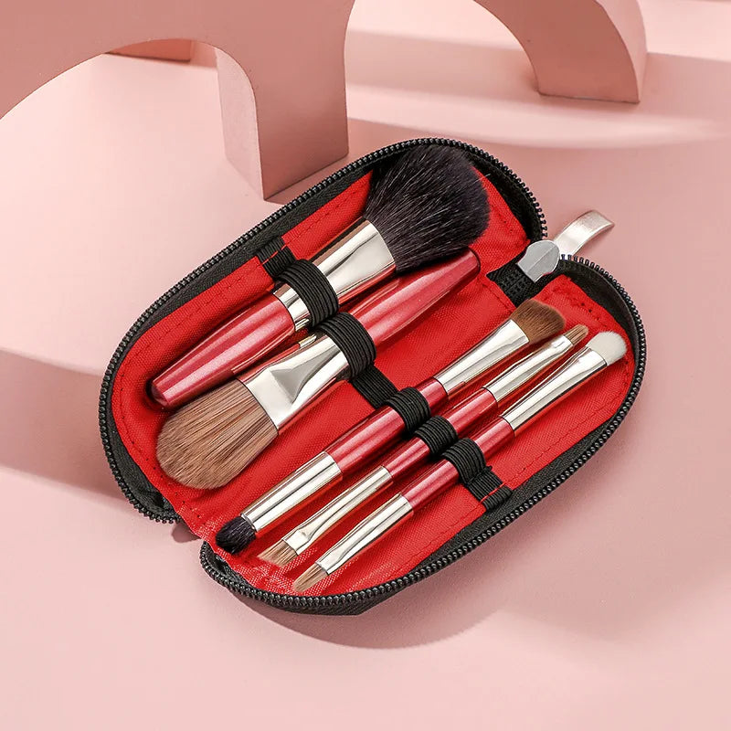 5-Piece Mini Makeup Brush Set – Soft, Portable & Travel-Friendly
