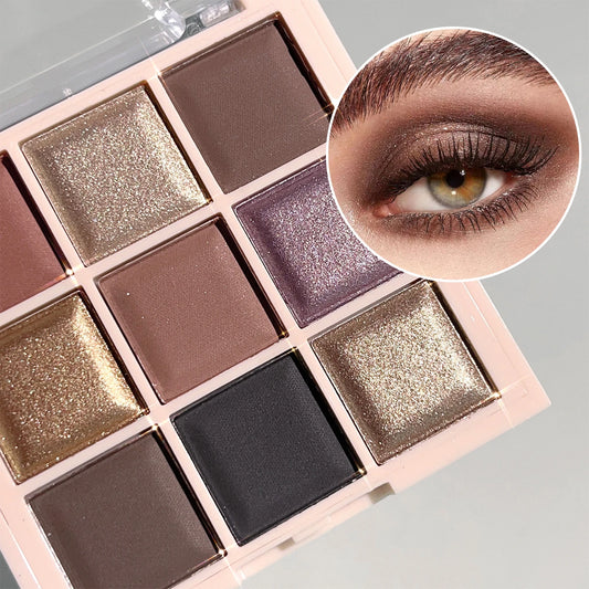 9-Color Eyeshadow Palette – Glitter, Shimmer & Matte Shades