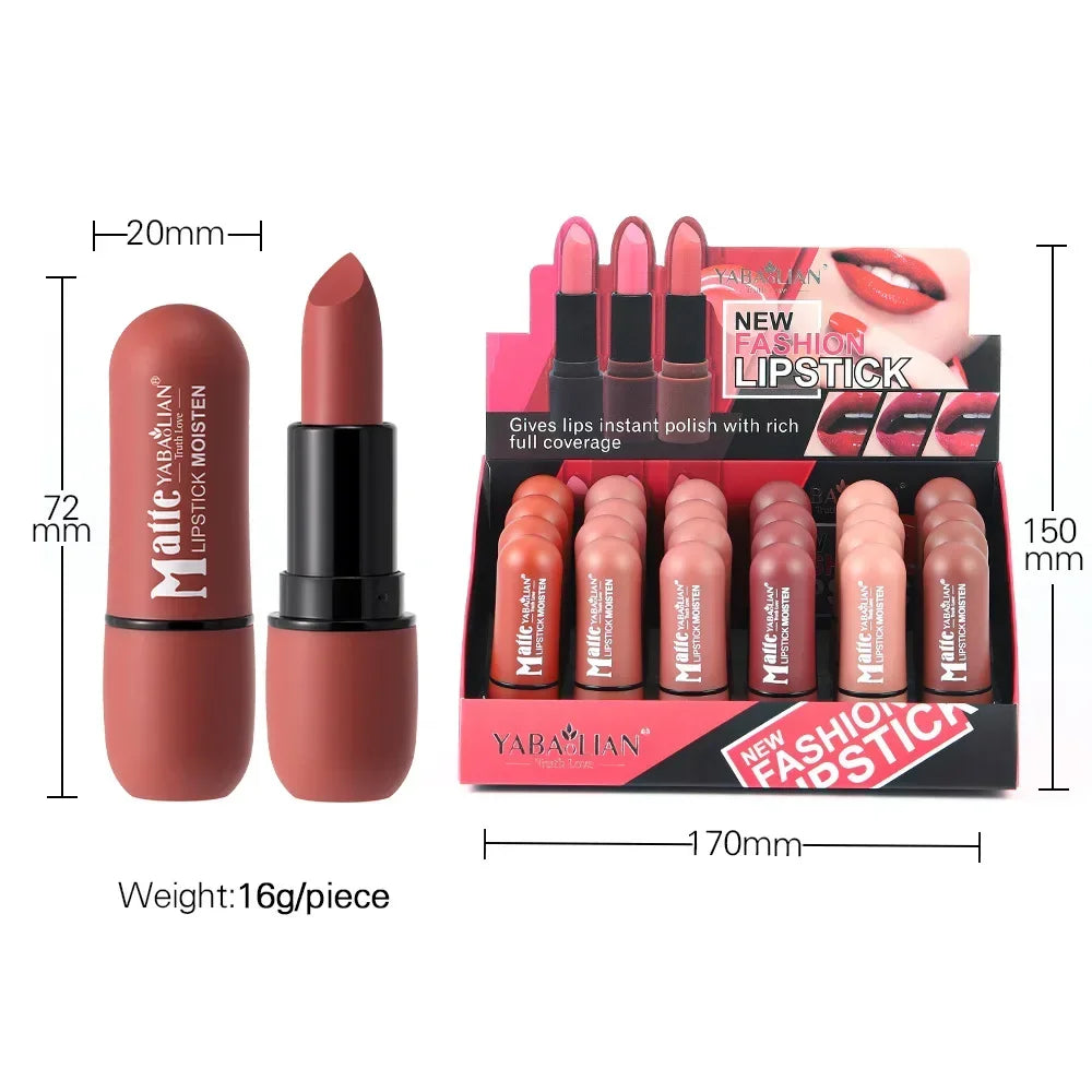 6-Color Matte Lipstick Set – Velvet Finish