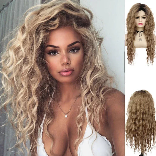 GNIMEGIL Synthetic Long Wavy Natural Wigs -Women